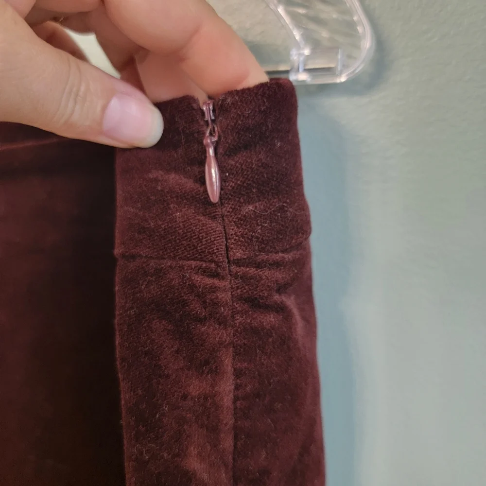 Talbots Curvy Velvet Dark Burgandy Side Zip Pants‎ Womens Plus Size 16 Office